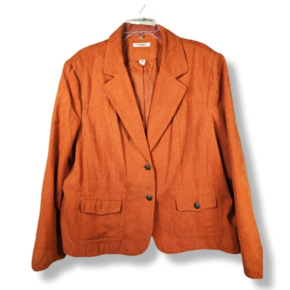 DressBarn Women's 24W Orange Faux Suede 2 Button Jacket Workwear